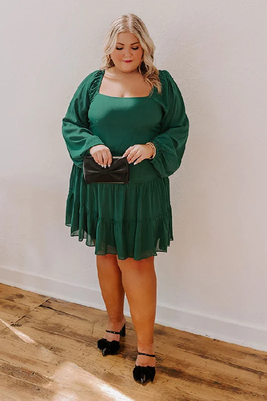 Haute Harmony Mini Dress In Hunter Green Curves