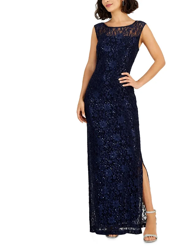 Womens Lace Sequined Evening Dress