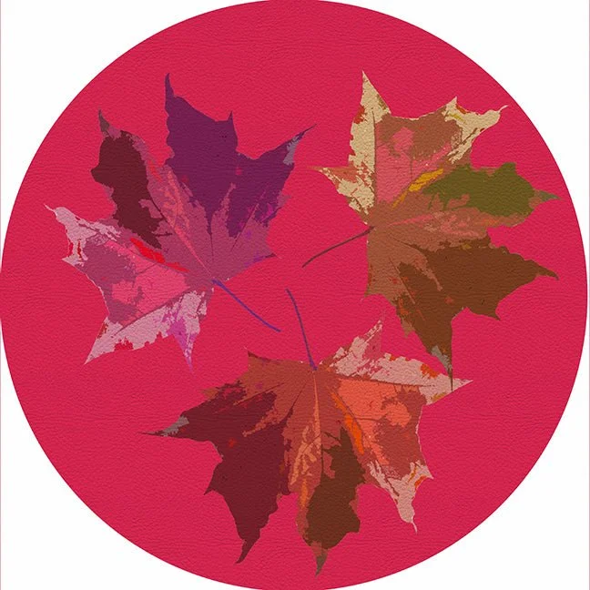 Autumn Leaves Plum 16" Round Pebble Placemat Set of 4