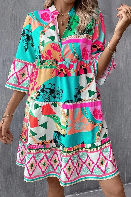 Abstract Print Dress