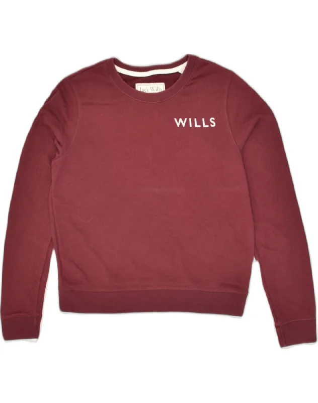 JACK WILLS Womens Sweatshirt Jumper UK 12 Medium  Maroon Cotton