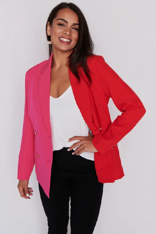 Claire Pink & Red Blazer