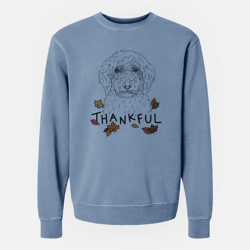 Thankful Teddy the Labradoodle - Unisex Pigment Dyed Crew Sweatshirt