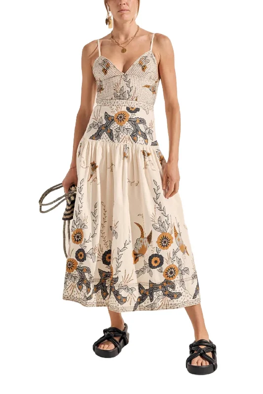 Aphrodite Dress In Cream Batik Print