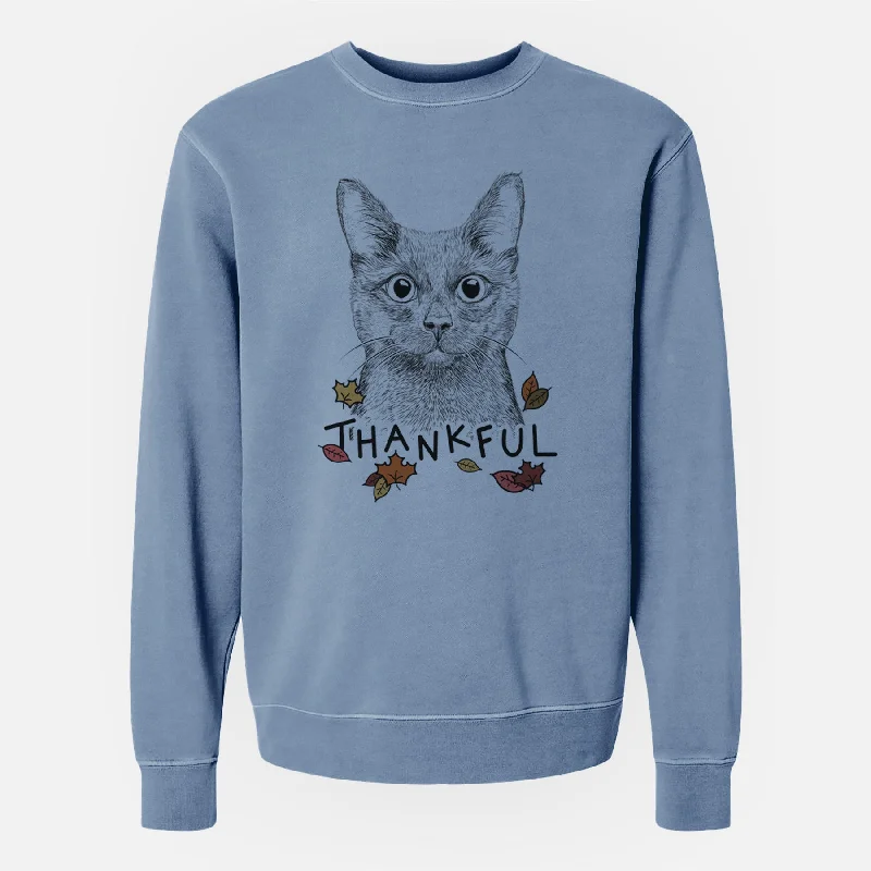 Thankful Shadow the Black Cat - Unisex Pigment Dyed Crew Sweatshirt