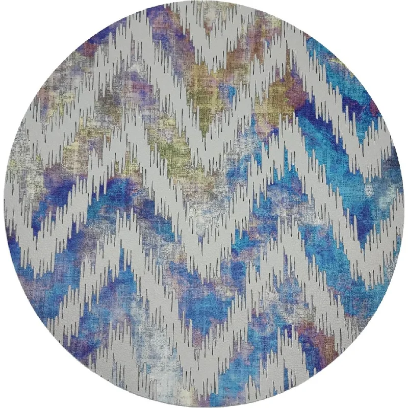 Chevron Coast 16" Round Pebble Placemat, Set Of 4