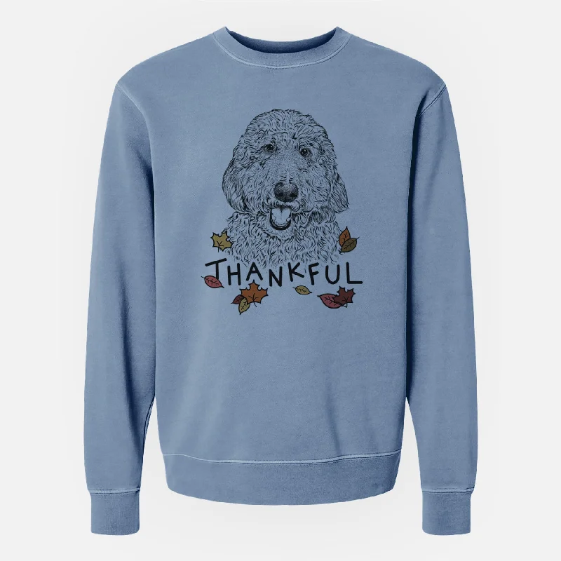 Thankful Whisper the Goldendoodle - Unisex Pigment Dyed Crew Sweatshirt