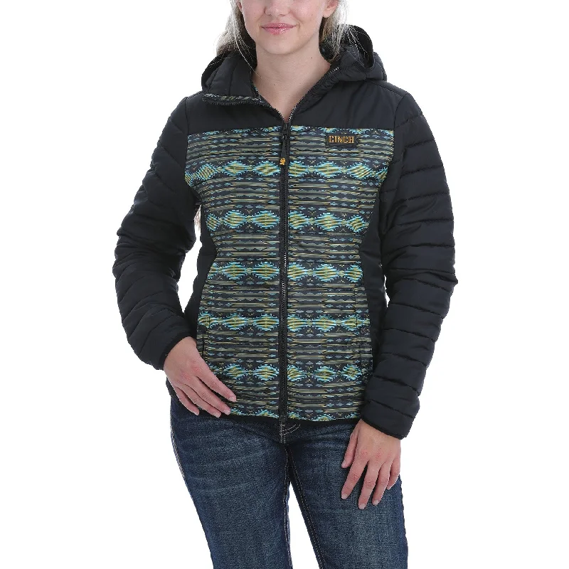 Cinch Ladies  Puffer Black Aztec Hooded Jacket MAJ9852001