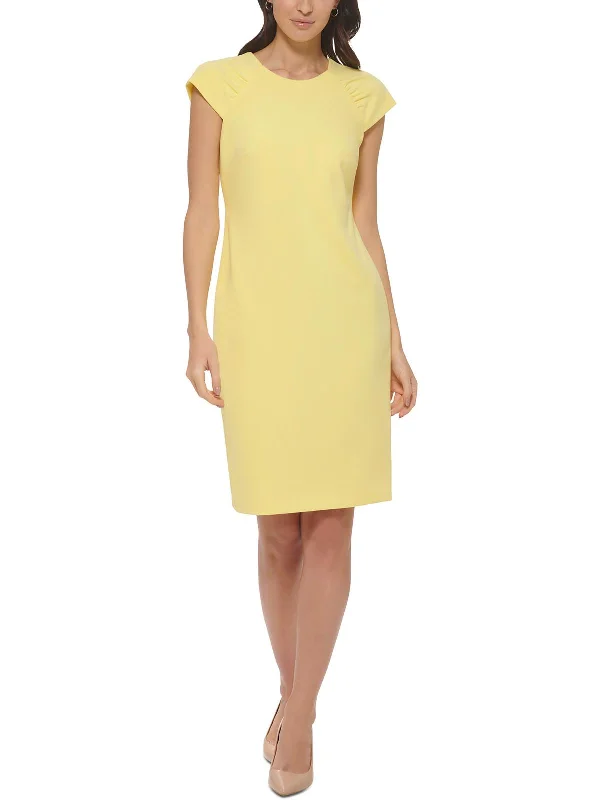 Womens Knee Length Cap Sleeve Sheath Dress