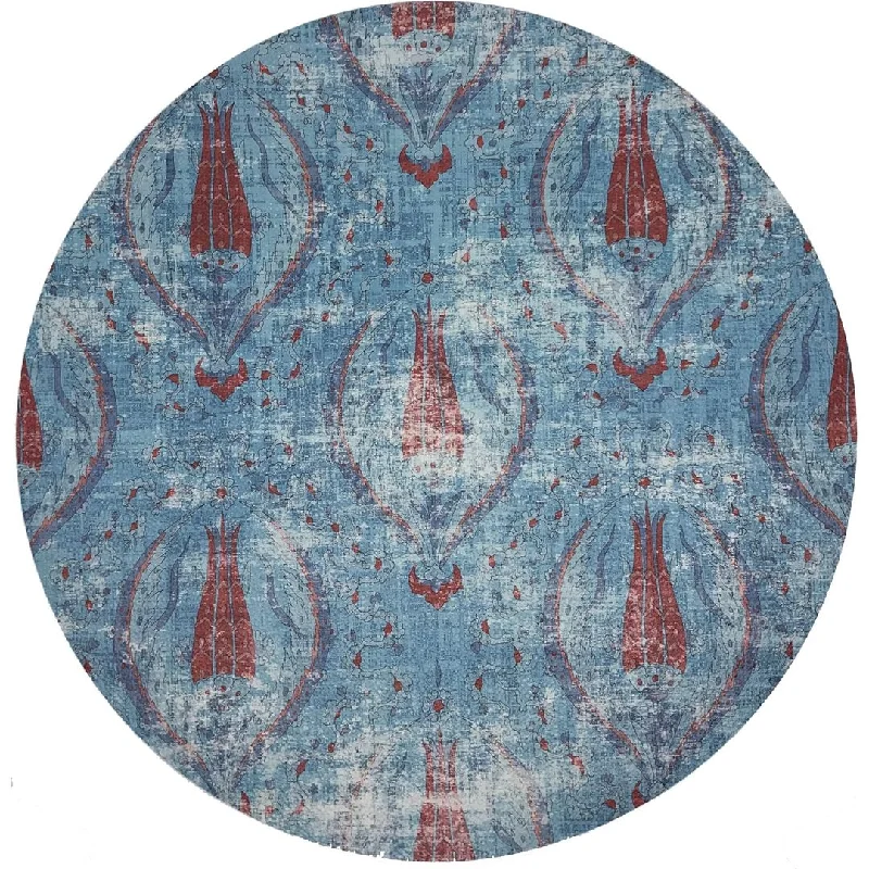 Byzantine Jewel Blue 16" Round Pebble Placemats, Set Of 4