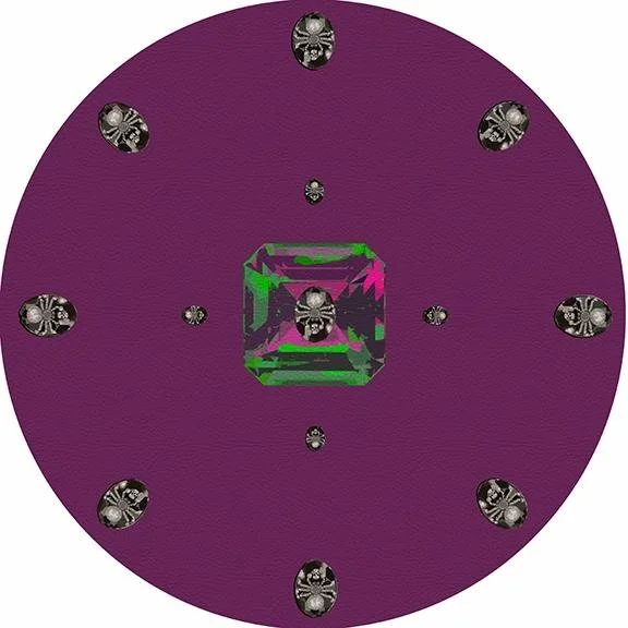 Asscher Purple Rain 16" Round Pebble Placemat Set of 4