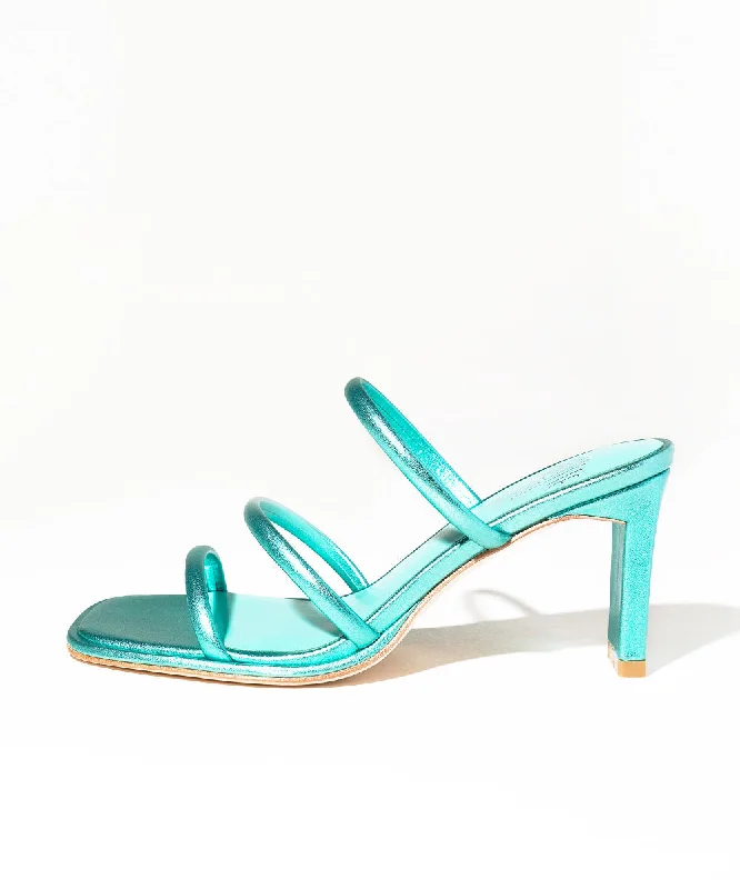 Zuma Strappy Low Heel Sandal | Teal