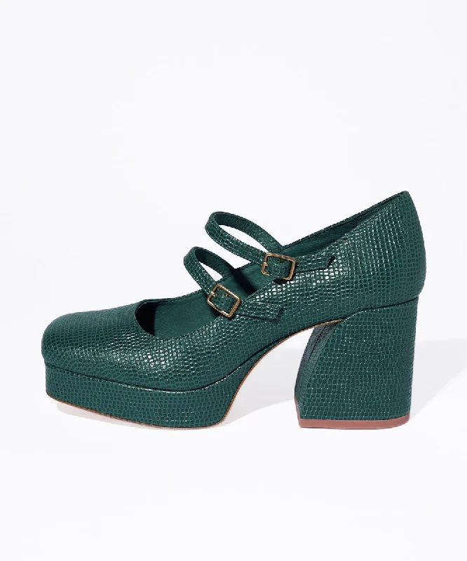 Bizzy Retro Inspired Chunky Strapped Heel | Emerald