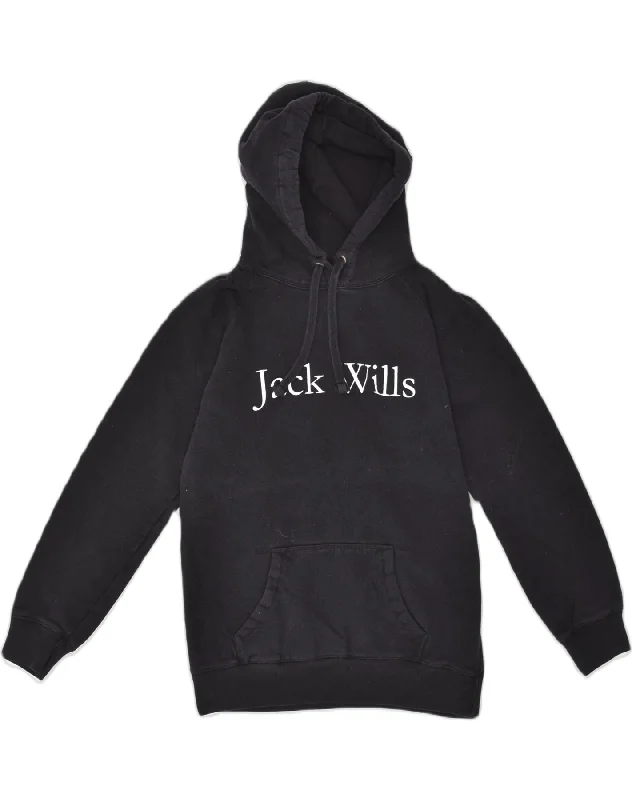 JACK WILLS Womens Loose Fit Graphic Hoodie Jumper UK 10 Small Navy Blue