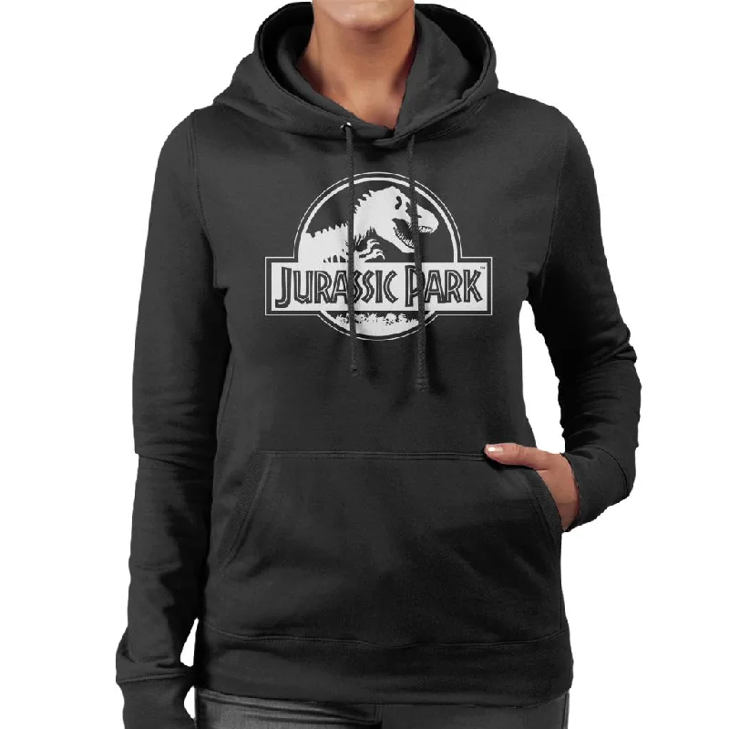 Jurassic Park Classic Black & White Logo Women's Hooded Sweatshirt