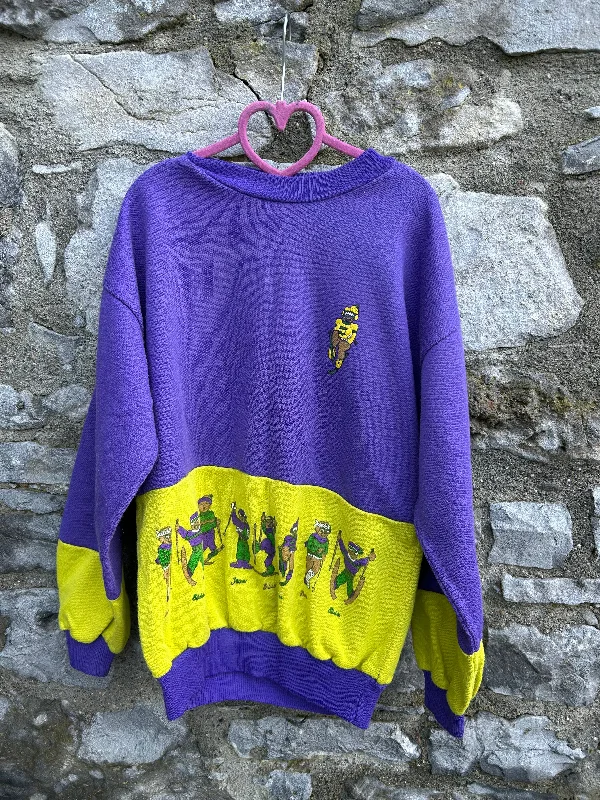 90s Purple&yellow winter sports sweatshirt  11-12y (146-152cm)