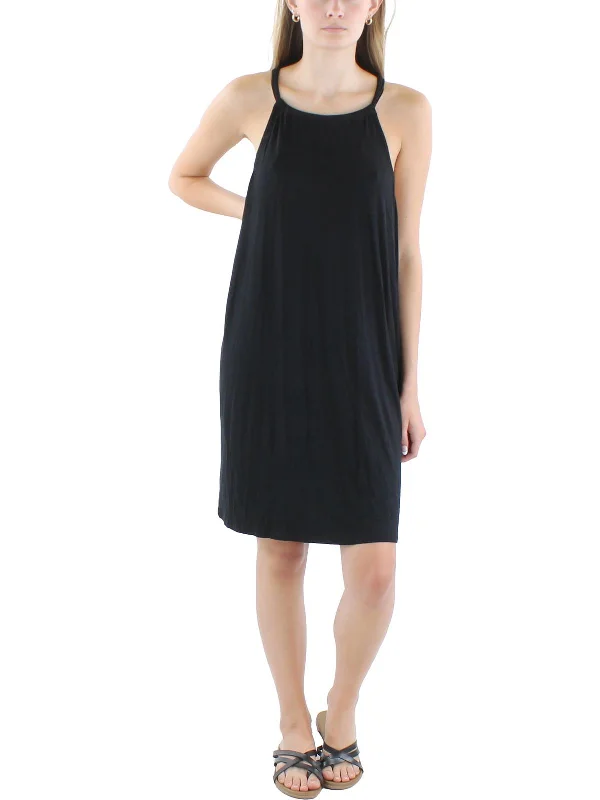 Womens Solid Rayon Mini Dress