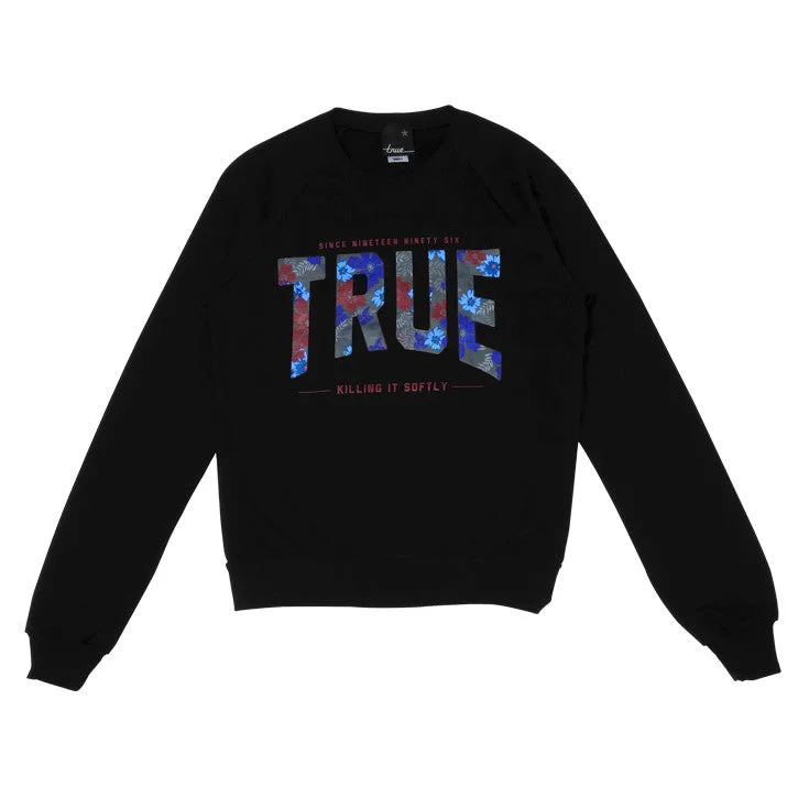 Womens True Floral 2 Crewneck Sweatshirt Black