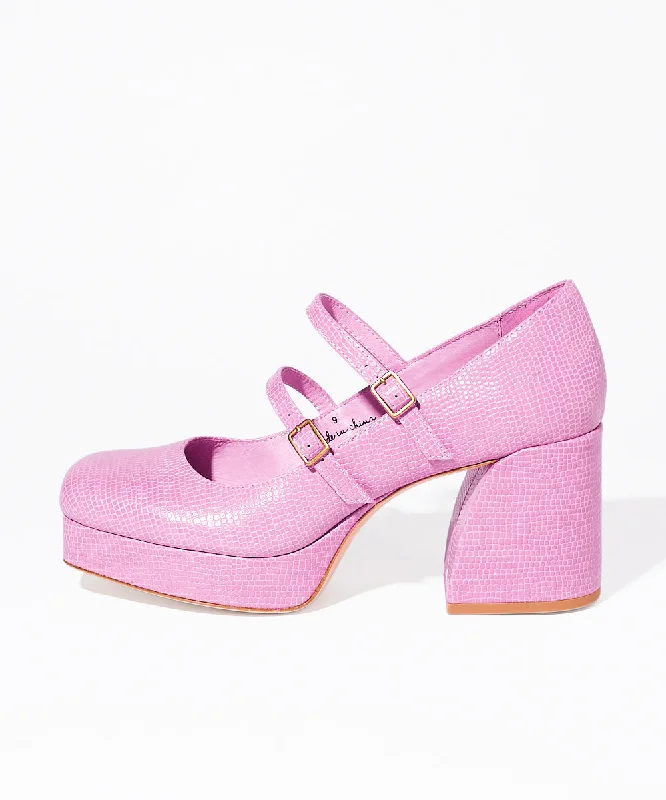 Bizzy Retro Inspired Chunky Strapped Heel | Peony