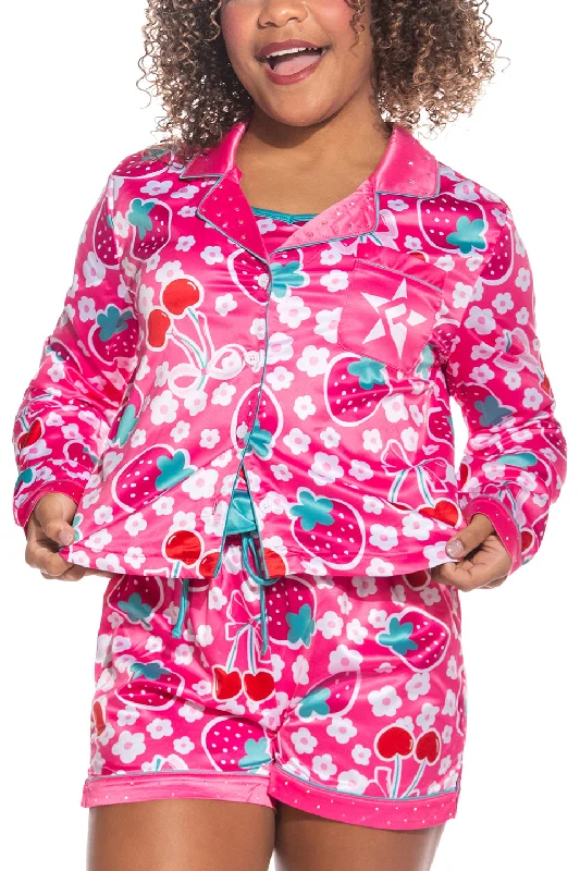 Berry Cherry Blast Long Sleeve PJ Top in Pink