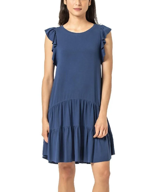 Tiered Peplum Tank Dress In Nautilus