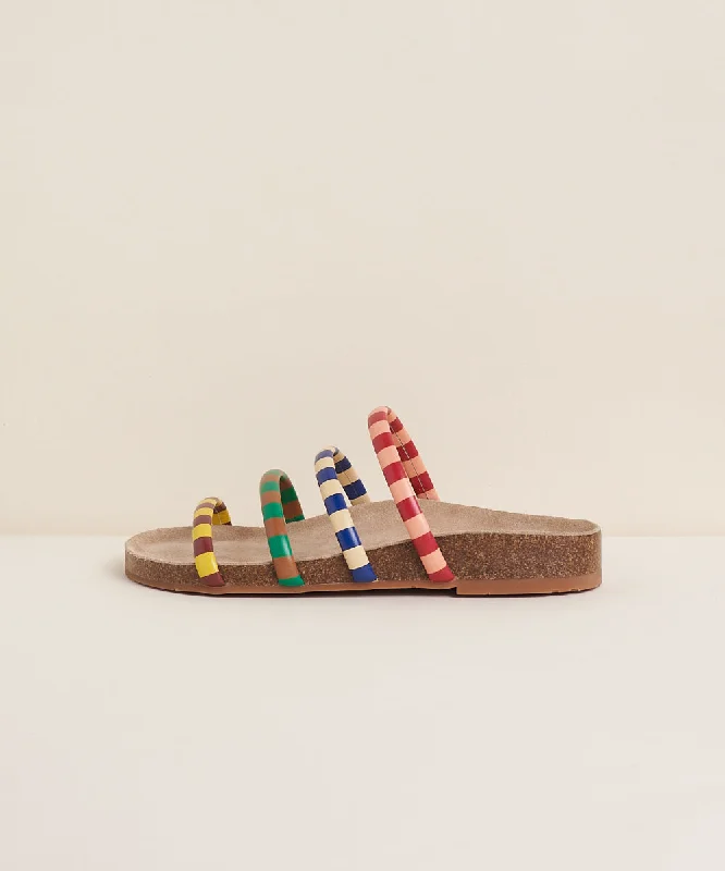 Gloria Strappy Cork Bottom Sandal | Stripe Multi