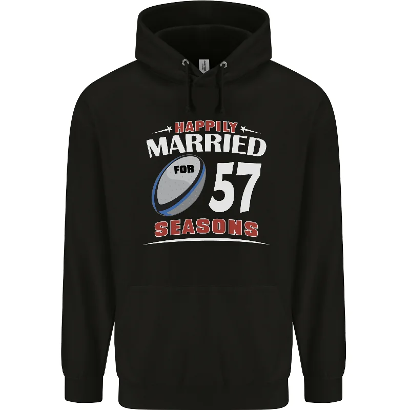 57 Year Wedding Anniversary 57th Rugby Mens 80% Cotton Hoodie