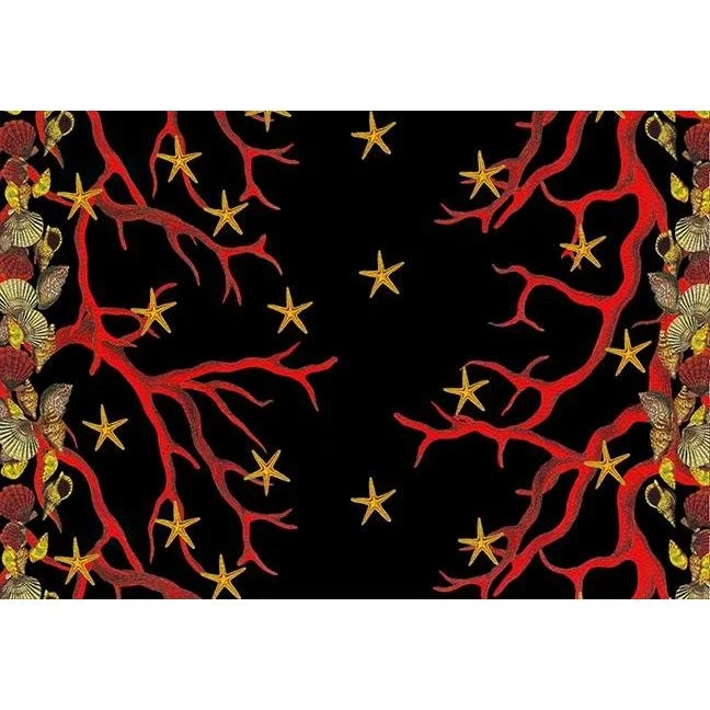 Coral Reef Solid Black Red 17" Rectangle Pebble Placemat Set of 4