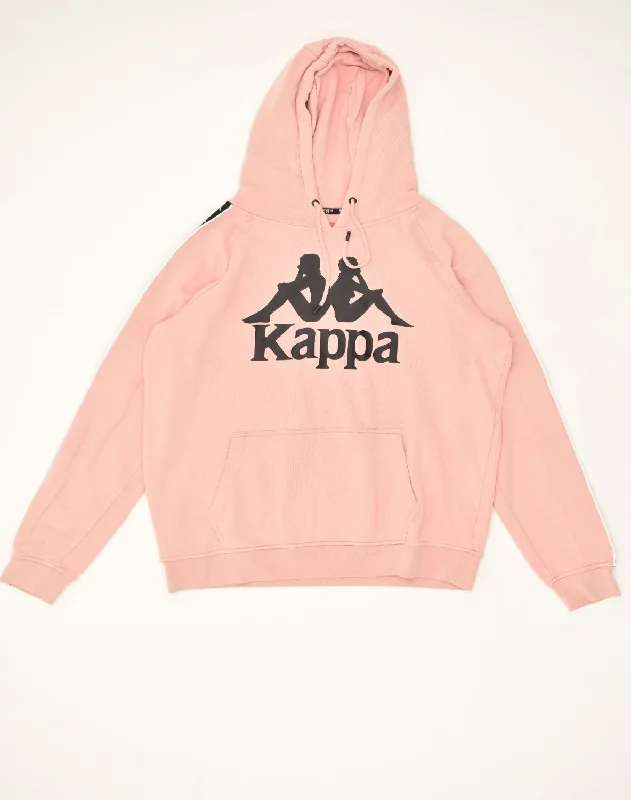 KAPPA Womens Graphic Hoodie Jumper UK 14 Large Pink Cotton