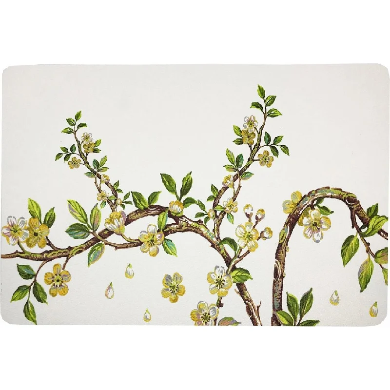 Cherry Blossom Yellow 17.5 Rectangle Pebble Placemat, Set Of 4