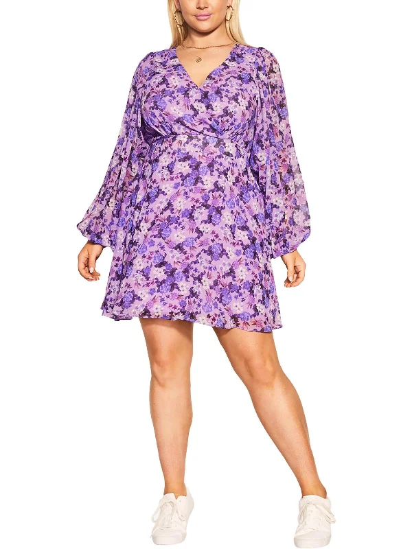 Womens Mini Floral Print Mini Dress