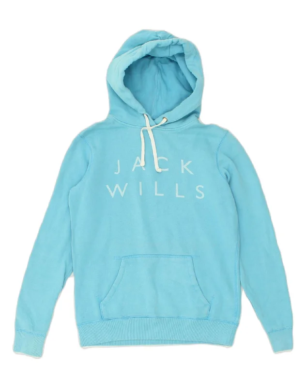 JACK WILLS Womens Classic Fit Hoodie Jumper UK 8 Small Blue Cotton