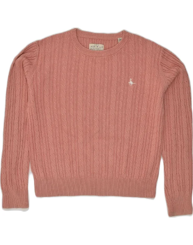 JACK WILLS Womens The Tinsbury Crew Neck Jumper Sweater UK 8 Small Beige