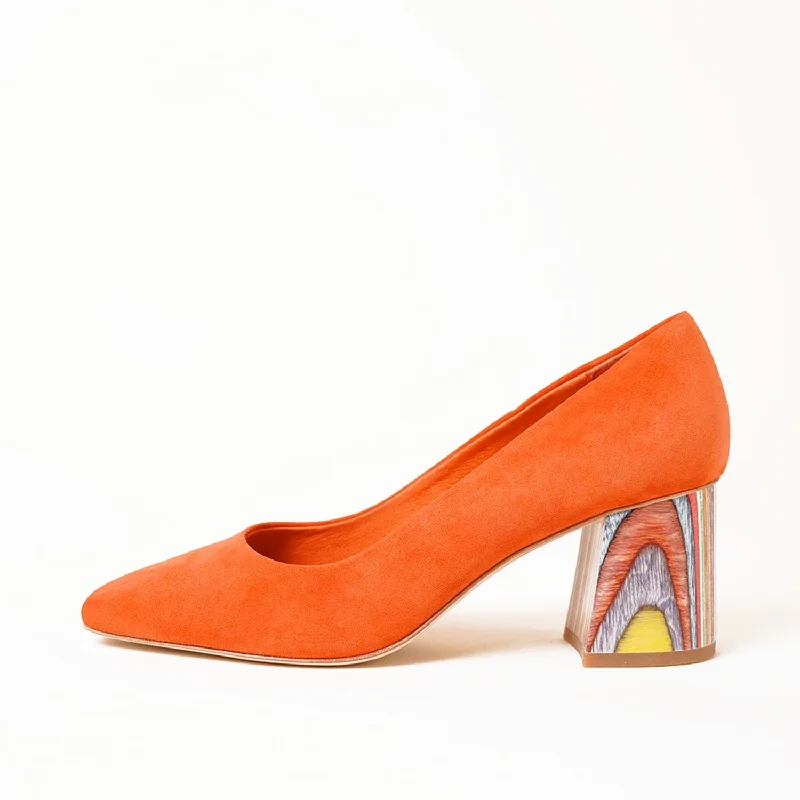 Estee Colorful Block Heel Pump | Tangerine