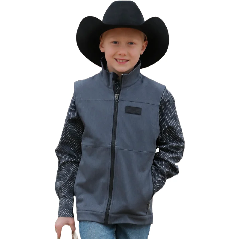 Cinch Boy's Bonded Logo Solid Navy Zip Vest MWV5160001