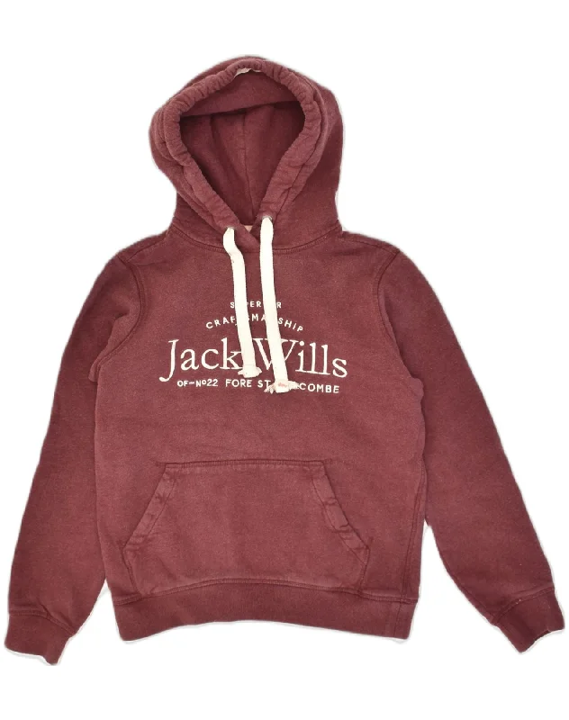 JACK WILLS Womens Hoodie Jumper UK 8 Small  Brown Cotton