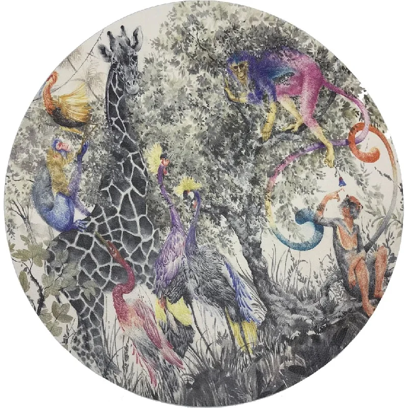 Arcadia Giraffe Scene 16" Round Pebble Placemats