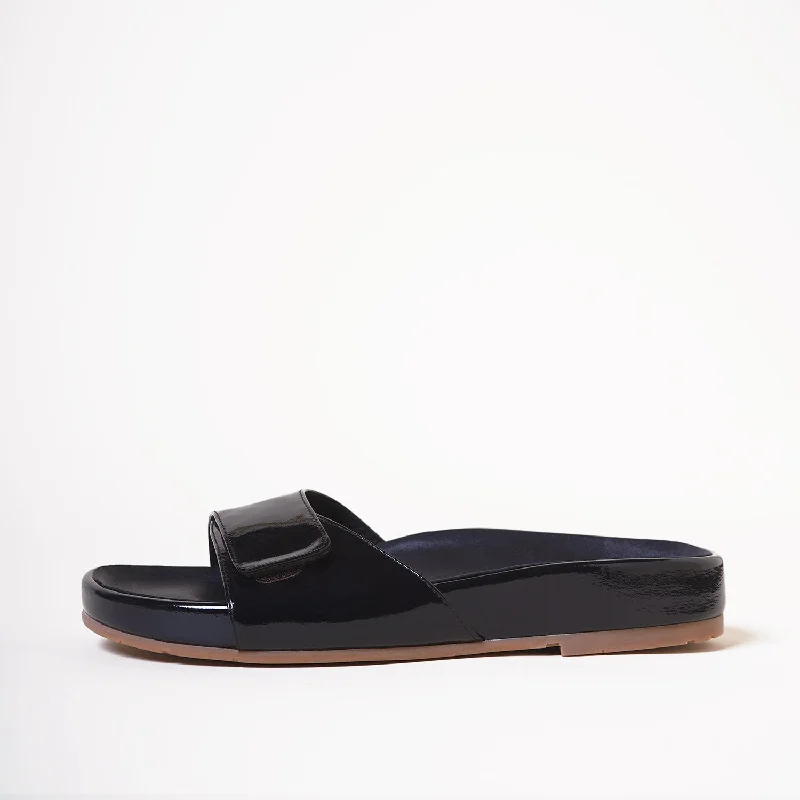 May Velcro-Strap Flat Sandal | Black