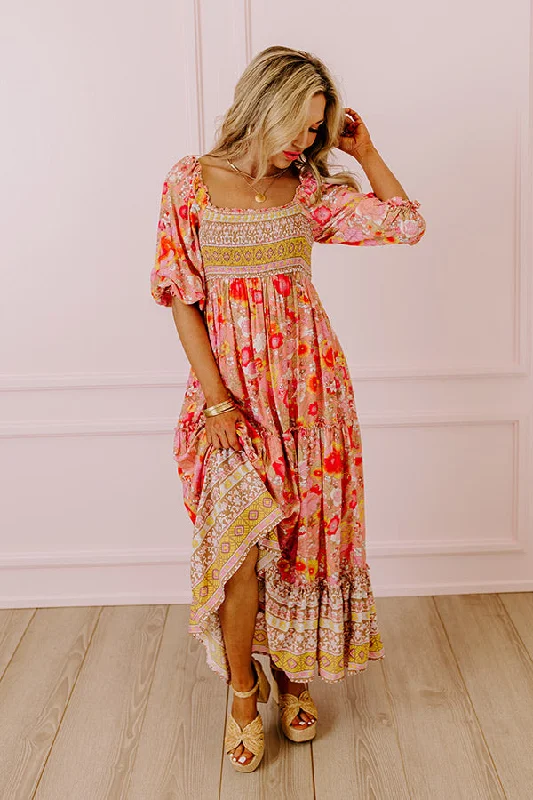 Sips And Smiles Floral Midi