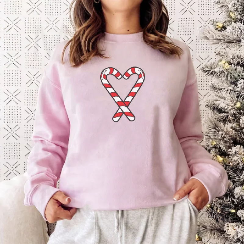 Candy Cane Heart Pink Women's Christmas Sweatshirt