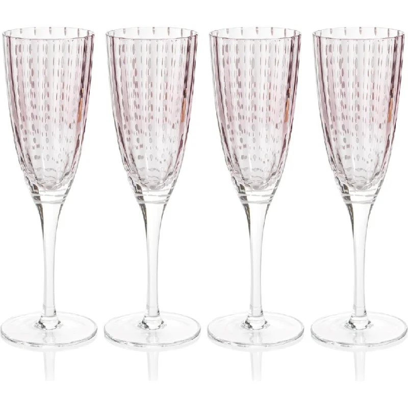 Pescara White Dot Champagne Flutes, Set of 4