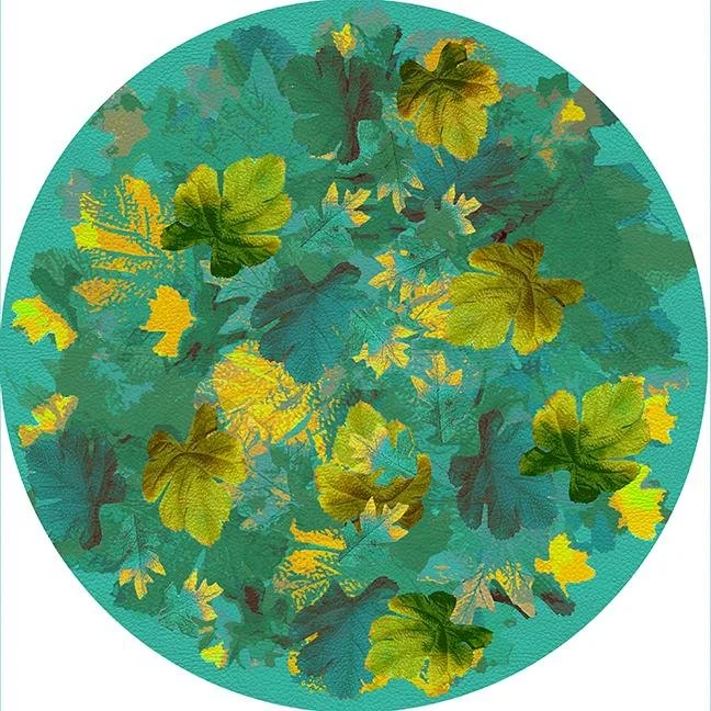 Fallen Leaves Peacock 16" Round Pebble Placemat Set of 4