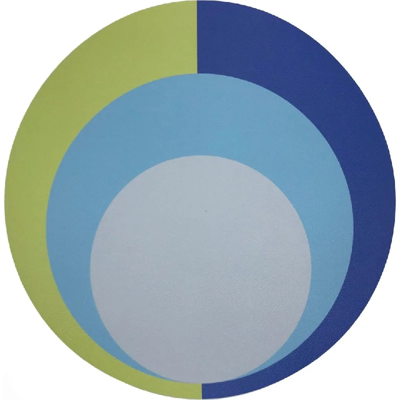 Colorblock Acid Green Blue 16 Round Pebble Placemat, Set Of 4