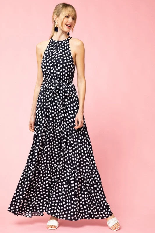 Polka Dot Tiered Maxi Dress