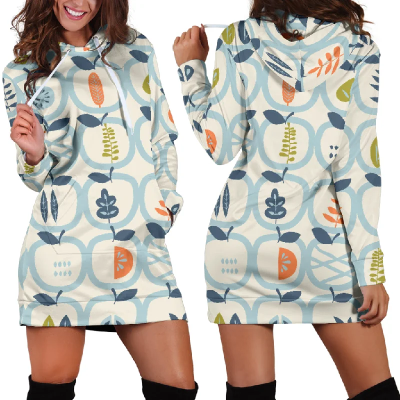 Apples Leaves Pattern Women'S Hoodie Dress