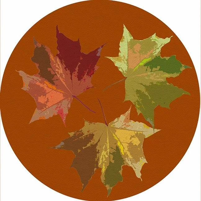 Autumn Leaves Rust 16" Round Pebble Placemat Set of 4