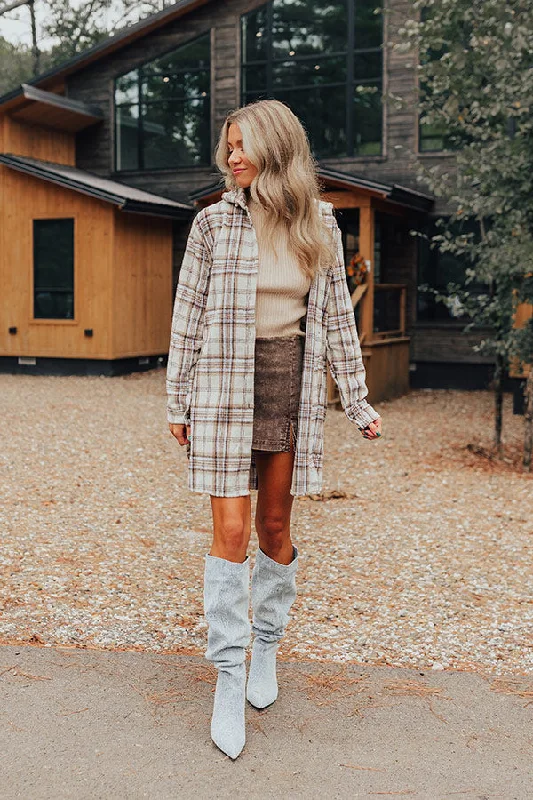 Touch Of Fall Plaid Tunic Dress In Cream