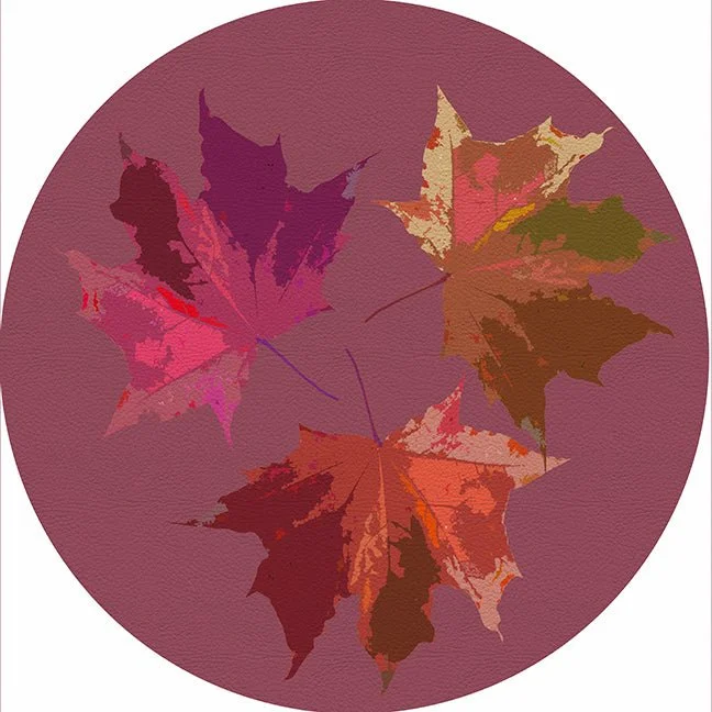 Autumn Leaves Mauve 16" Round Pebble Placemat Set of 4