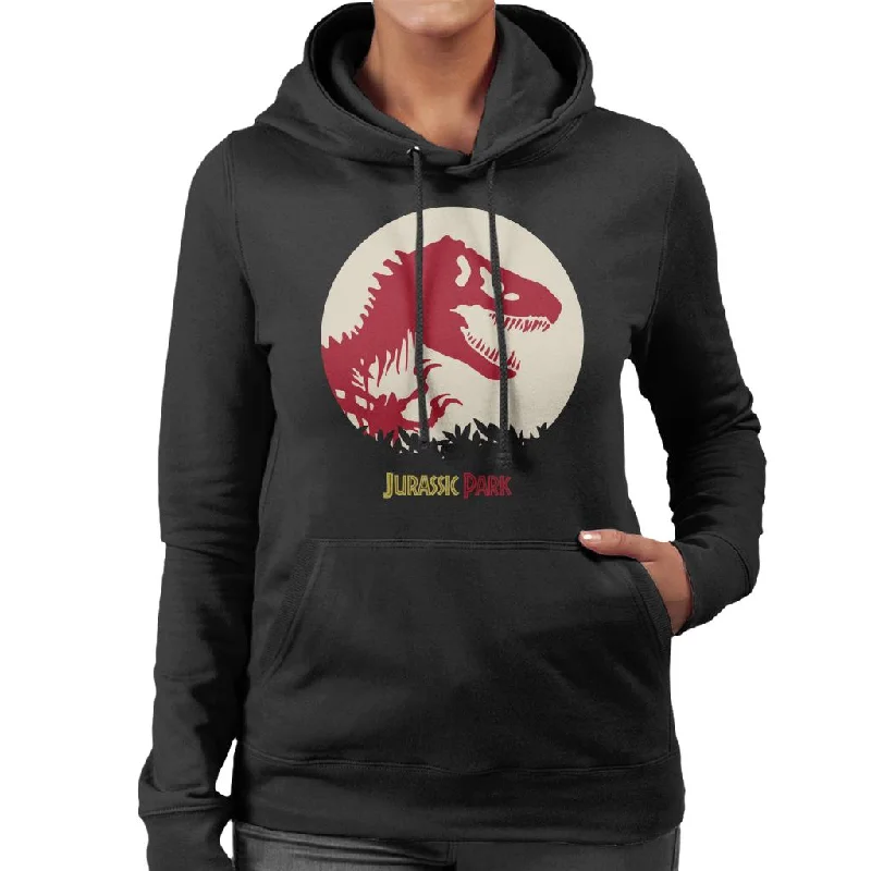 Jurassic Park Red Silhouette Women's Hooded Sweatshirt