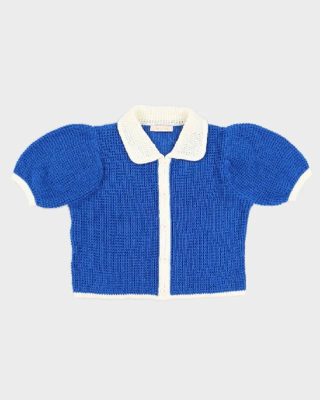 Rami J Hani Blue Babydoll Knit Crop - L